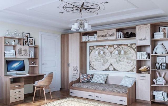 Uma opção de quarto de adolescente para aqueles que adoram viajar Uma opção de quarto de adolescente para aqueles que adoram viajar