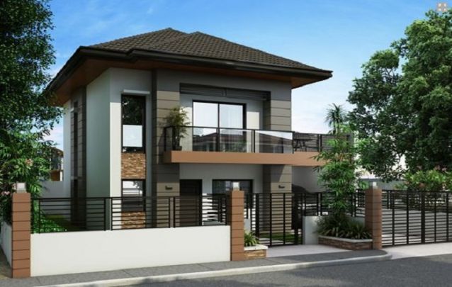 O marrom também é uma cor elegante para a fachada de casas O marrom também é uma cor elegante para a fachada de casas
