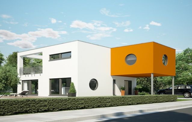 Este modelo é destaque dentro de projetos de casas, pois traz um design moderno com toques do estilo retrô, como as janelas redondas, por exemplo Este modelo é destaque dentro de projetos de casas, pois traz um design moderno com toques do estilo retrô, como as janelas redondas, por exemplo