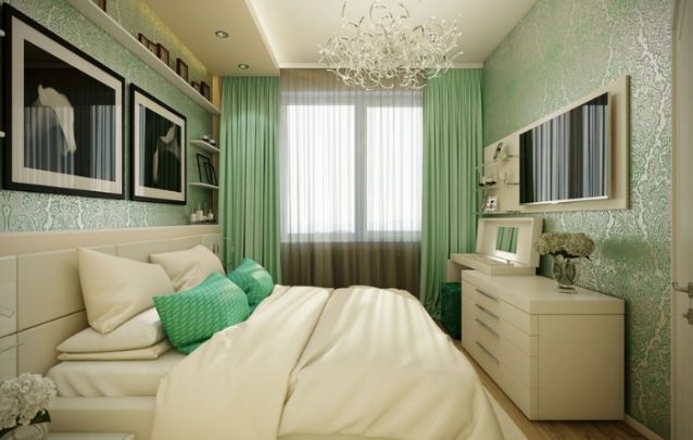 Quarto de mulher sofisticado, com papel de parede e detalhes em verde Quarto de mulher sofisticado, com papel de parede e detalhes em verde