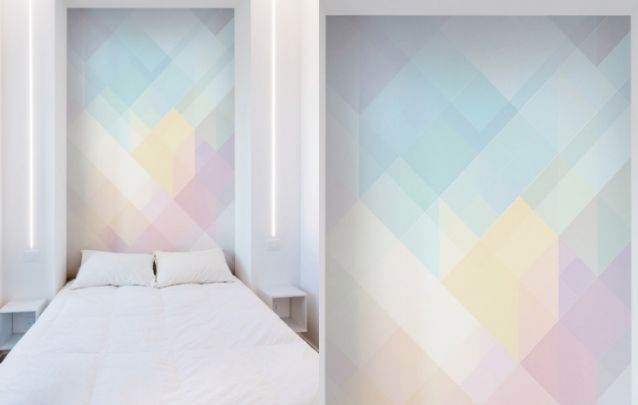Papel de parede delicado e atual para a parte de trás da cama Papel de parede delicado e atual para a parte de trás da cama