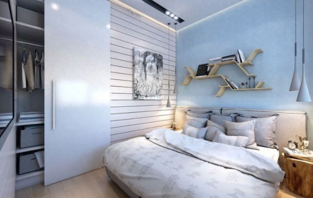 O azul traz tranquilidade para dentro do quarto, portanto é uma ótima opção de cor para este ambiente O azul traz tranquilidade para dentro do quarto, portanto é uma ótima opção de cor para este ambiente
