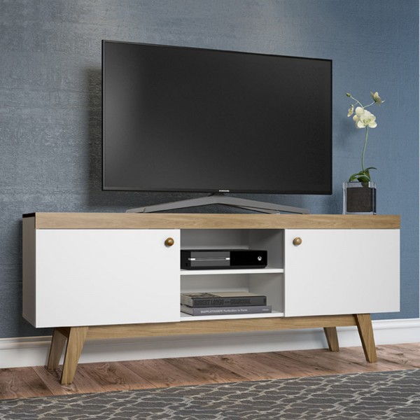 Rack para TV Até 60 Polegadas 2 Portas Trend 26701 Hanover/Branco - Atria Móveis