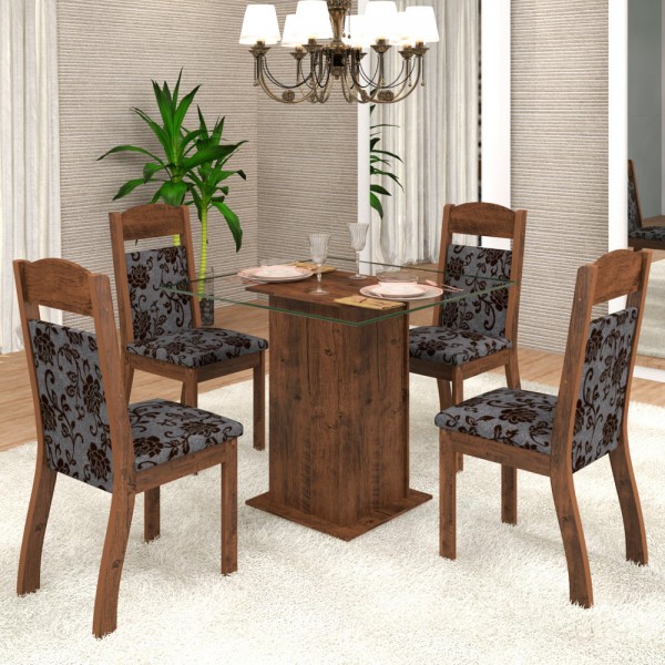 Mesa de Jantar 4 Lugares Mirela Zara Dover/Cobre - Viero 