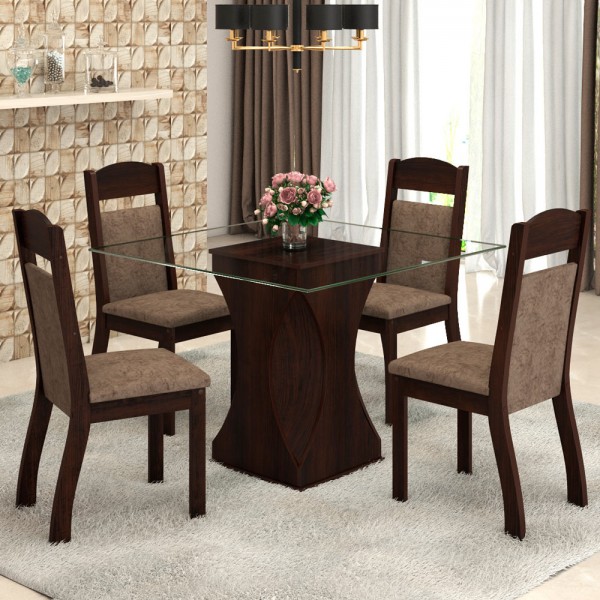 Mesa de Jantar 4 Lugares Nivea Zara Ameixa/Malta - Viero 