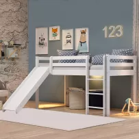 Cama Infantil Kids com Escorregador em Madeira Maciça 3000 Branco - Arbol Movelaria
