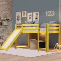 Cama Infantil Kids com Escorregador em Madeira Maciça 3001 Amarelo - Arbol Movelaria