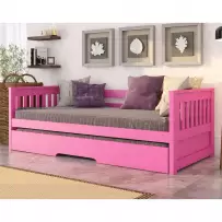 Cama Infantil Bicama Mission Madeira Maciça 1102 Rosa - Arbol Movelaria