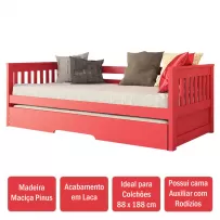 Cama Infantil Bicama Mission Madeira Maciça 1104 Vermelho - Arbol Movelaria
