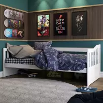 Cama de Solteiro 2000 Madeira Maciça American Branco - Arbol