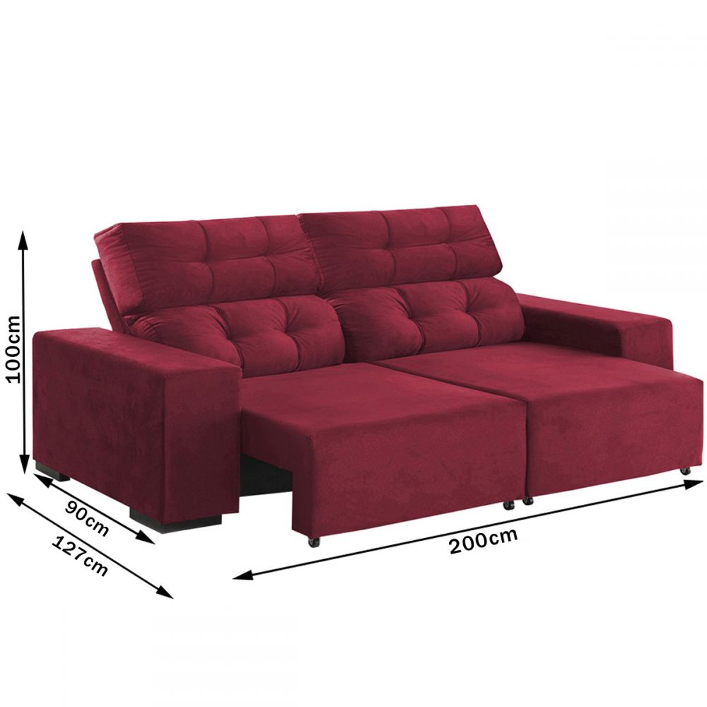 Sofá 4 Lugares Retrátil e Reclinável Living MarsalaViero Móveis