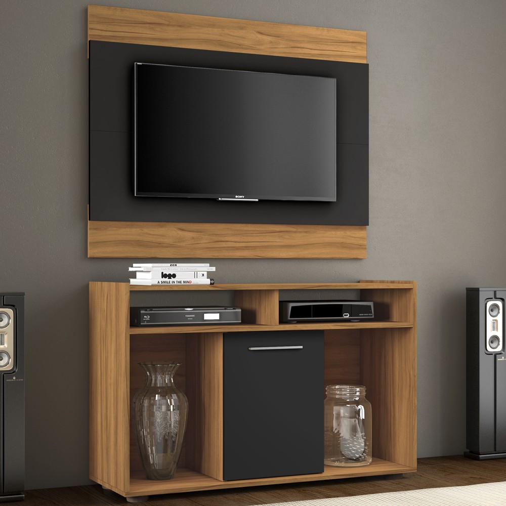 Rack com Painel para TV Até 43 Polegadas Shows Preto/Freijó Trend - Notavel