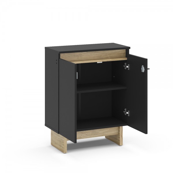 Armário para Escritório Los Angeles 2 Portas Preto/Carvalho Claro