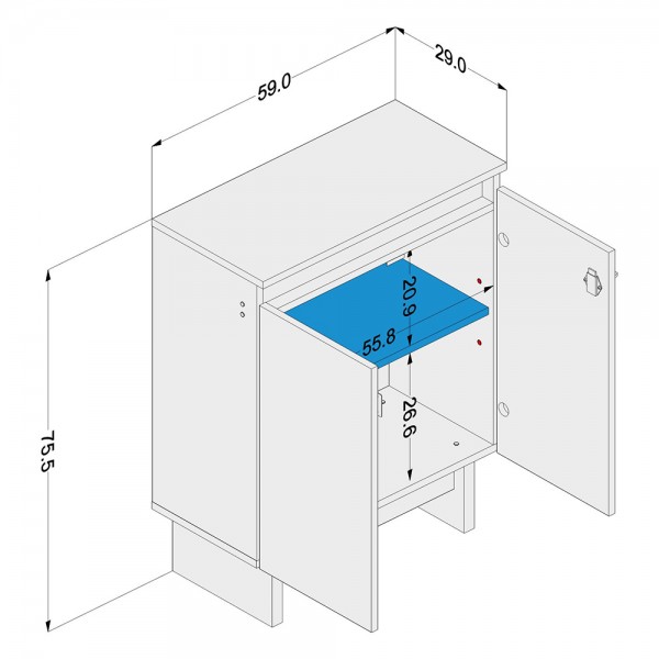 Armário para Escritório Los Angeles 2 Portas Preto/Carvalho Claro