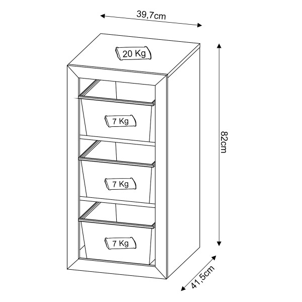 Armário Multiuso com Cesto Branco/Preto Og2200 - Tecno Mobili
