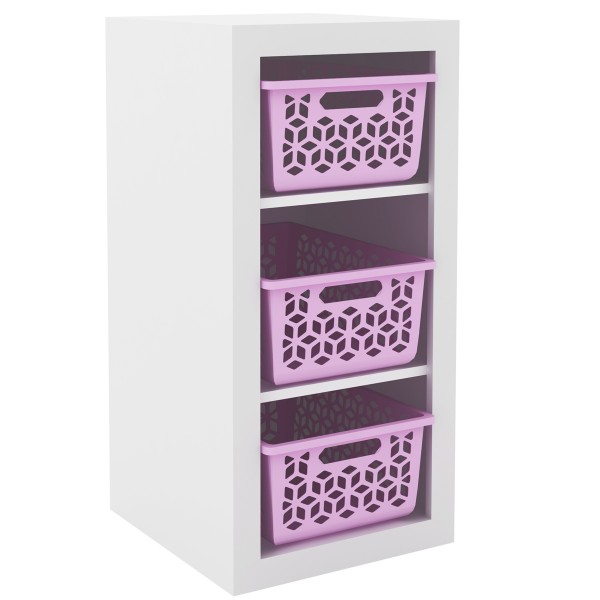 Armário Multiuso com Cesto Branco/Rosa Og2200 - Tecno Mobili