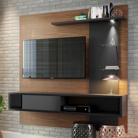Painel para TV Até 42 Polegadas Atlântico 1 Porta Nocce Milano/Preto