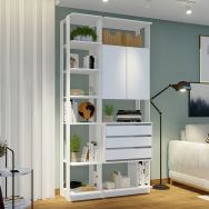 Estante para Livros 2 Portas 3 Gavetas Branco 24106 - Pnr Móveis