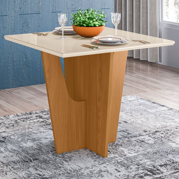 Mesa de Madeira Danielly com Vidro