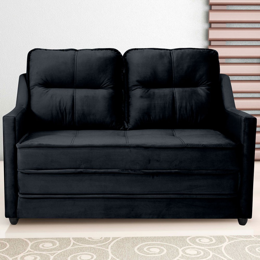 Sofá Cama Camila 3 Lugares Reclinável Veludo Preto Matrix